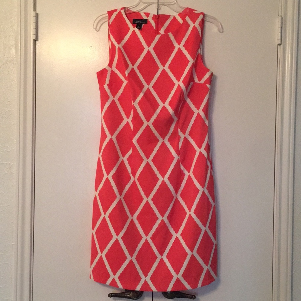 Salmon and white diamond dress